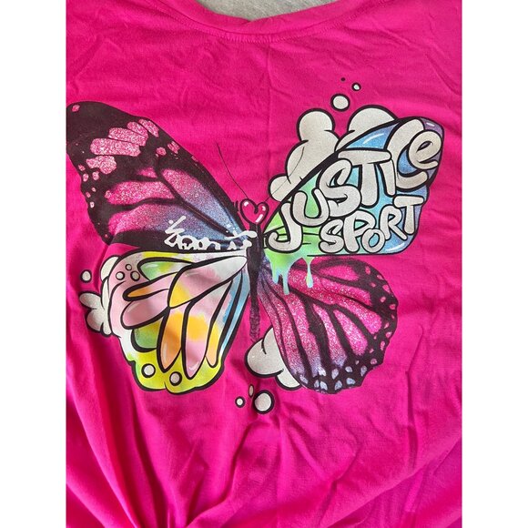 Justice Sport Girls bright Pink GButterfly Graphic T-Shirt XL GUC - Picture 2 of 8